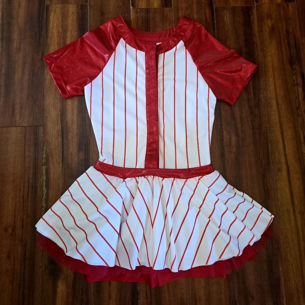 Girl's Red & White Striped Dance Costume Dress RC18569